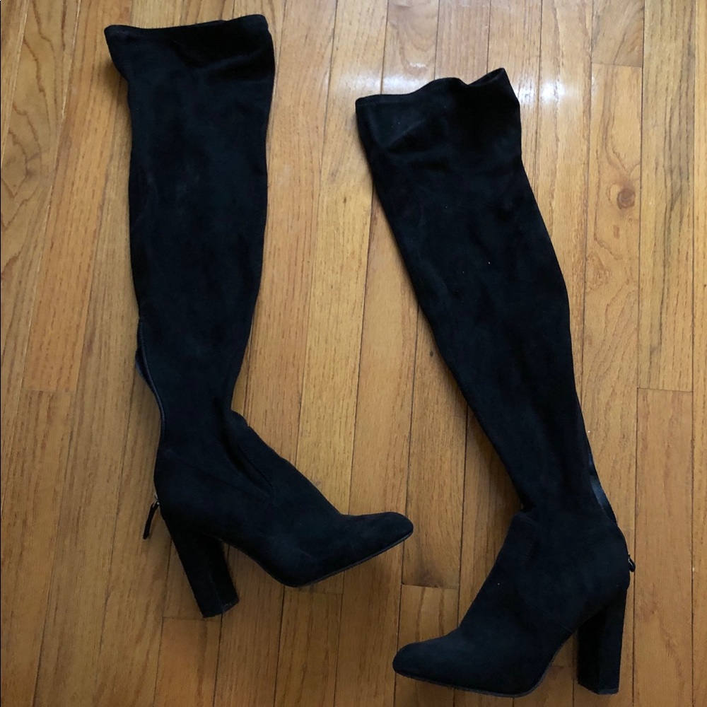 Black thigh high boots